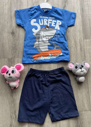 Комплект для хлопчика (футболка + шорти) Buyomus Surfer 3 роки 98 см Синій/Темно-синій