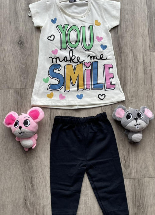 Комплект (футболка + бриджі) Buyomus Smile 92 см Молочний/Чорний