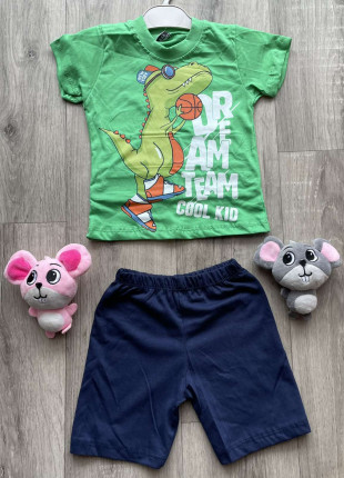 Комплект (футболка + шорти) Buyomus Dream Team 98 см Зелений/Темно-синій