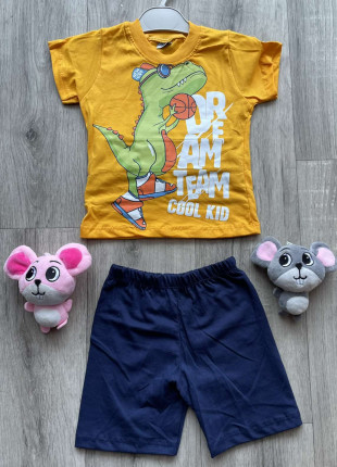 Комплект (футболка + шорти) Buyomus Dream Team 98 см Жовтий/Темно-синій