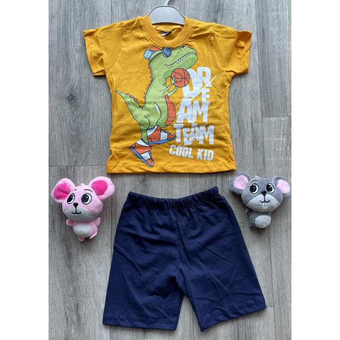 Комплект (футболка + шорти) Buyomus Dream Team 98 см Жовтий/Темно-синій