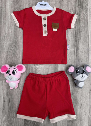 Комплект (футболка + шорти) Murat Baby Рубчик 3 місяці 62 см Червоний
