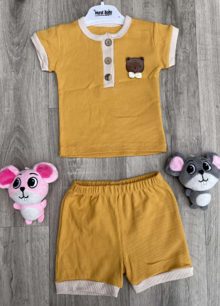 Комплект (футболка + шорти) Murat Baby Рубчик 3 місяці 62 см Жовтий