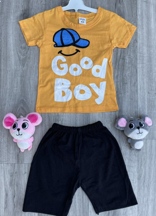 Комплект для хлопчика (футболка + шорти) Yoyo Good Boy 98 см Жовтий/Чорний