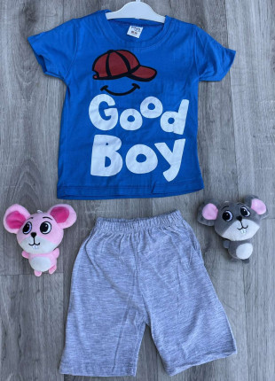 Комплект для хлопчика (футболка + шорти) Yoyo Good Boy 98 см Синій/Сірий
