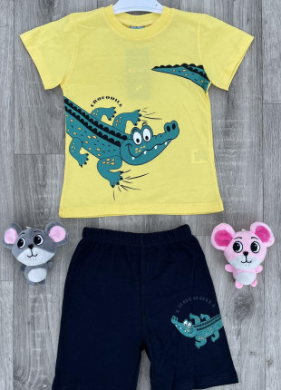 Комплект для хлопчика (футболка + шорти) CIT CIT Крокодил 92 см Жовтий
