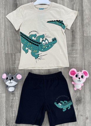 Комплект для хлопчика (футболка + шорти) CIT CIT Крокодил 92 см Бежевий
