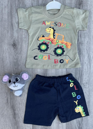 Комплект дитячий (футболка + шорти) Linora Cool Boy 92 см Хакі