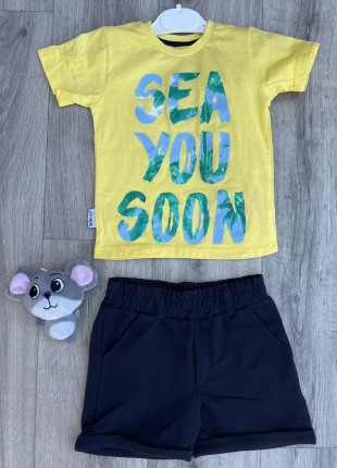 Комплект дитячий (футболка + шорти) Winimo Sea You Soon 104 см Жовтий