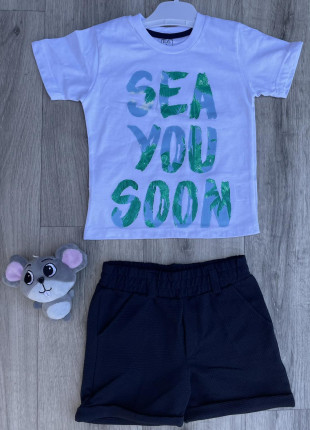 Комплект дитячий (футболка + шорти) Winimo Sea You Soon 98 см Білий