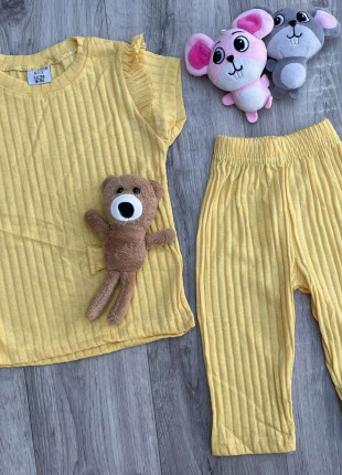 Комплект (футболка + штани) Papiy Kids Ведмедик 98 см Жовтий