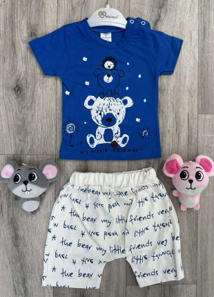 Комплект (футболка + шорти) Mini Love Animals 86 см Синій/Молочний