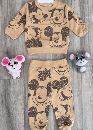 Комплект дитячий (світшот + штанці) Murat Baby Mickey Mouse 74 см Бежевий