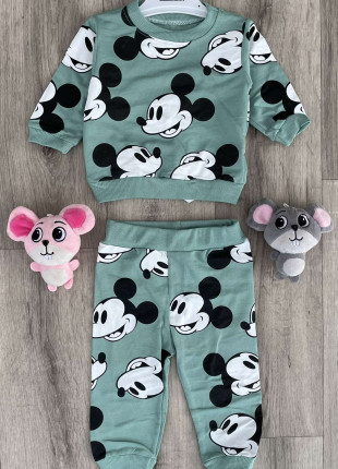 Комплект дитячий (світшот + штанці) Murat Baby Mickey Mouse 74 см Зелений