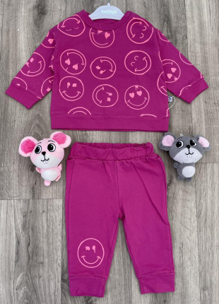 Комплект (світшот + штанці) Bebico Smile 68 см Темно-рожевий