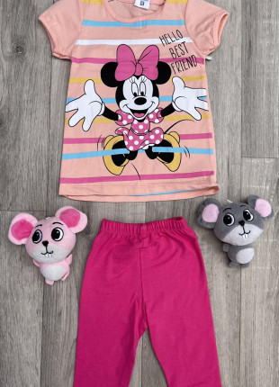 Комплект для дівчинки (футболка + бриджі) Yoyo Minnie Mouse 3 роки 98 см Персиковий/Малиновий