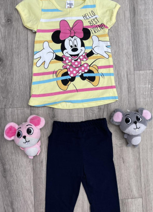 Комплект для дівчинки (футболка + бриджі) Yoyo Minnie Mouse 3 роки 98 см Жовтий/Чорний