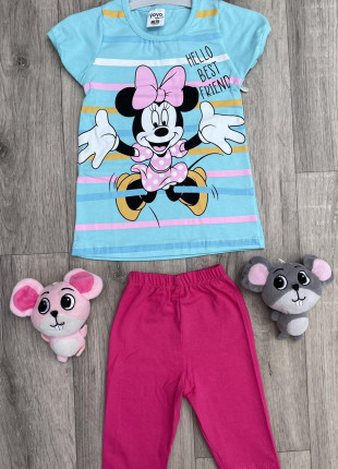 Комплект для дівчинки (футболка + бриджі) Yoyo Minnie Mouse 3 роки 98 см Блакитний/Малиновий