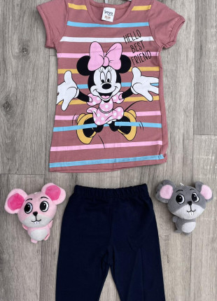 Комплект для дівчинки (футболка + бриджі) Yoyo Minnie Mouse 3 роки 98 см Теракотовий/Чорний