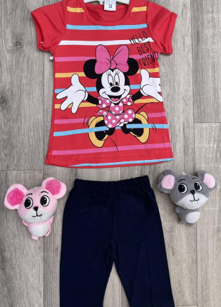 Комплект для дівчинки (футболка + бриджі) Yoyo Minnie Mouse 3 роки 98 см Червоний/Чорний