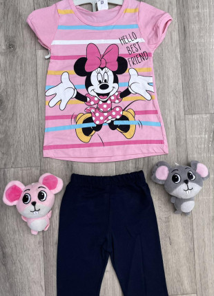 Костюм для дівчинки (футболка + бриджі) Yoyo Minnie Mouse 3 роки 98 см Рожевий/Чорний