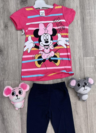 Комплект для дівчинки (футболка + бриджі) Yoyo Minnie Mouse 3 роки 98 см Малиновий/Чорний