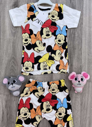 Комплект для дівчинки (футболка + шорти) Zara Minnie Mouse 3 роки 98 см Білий