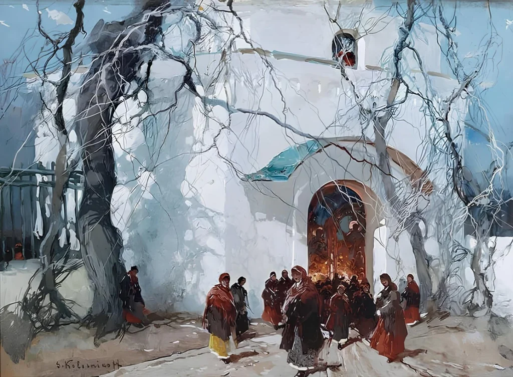 Степан Колесніков-Одеський  «На Великдень біля церкви»