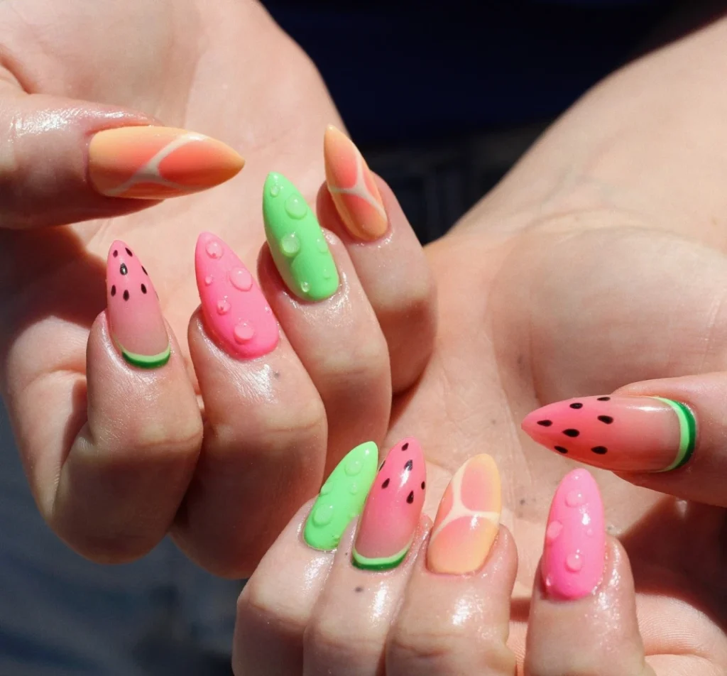 Watermelon nails