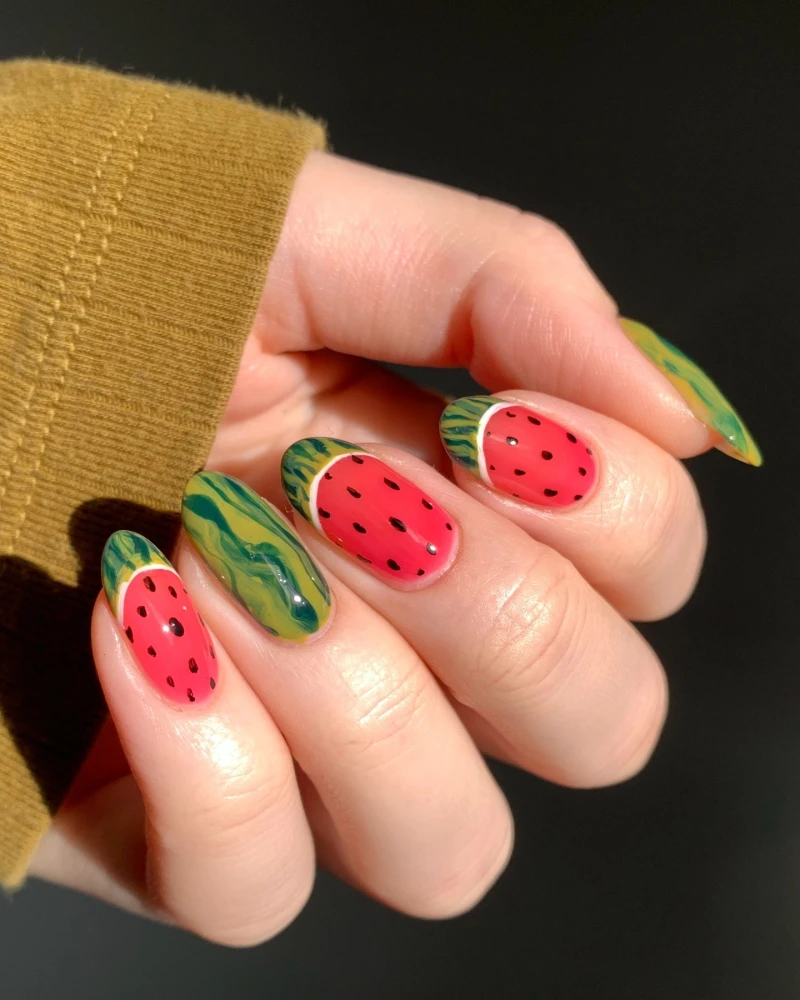 Watermelon nails